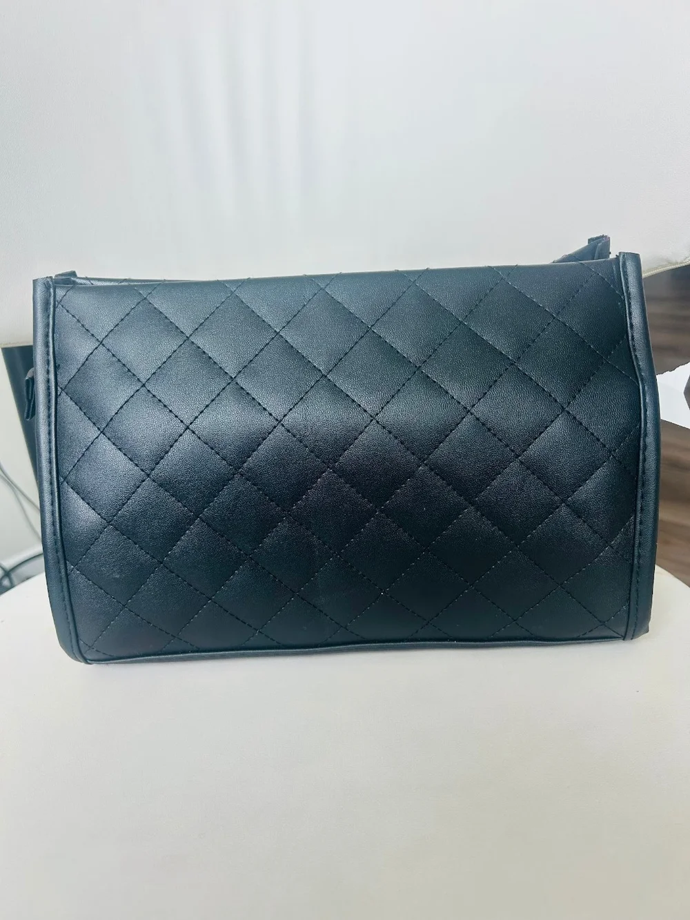 Younique Black Quilted Wristlet with Gold Logo Accent